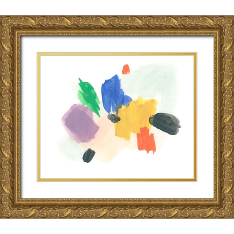 Primary Inkblot II Gold Ornate Wood Framed Art Print with Double Matting by Vess, June Erica