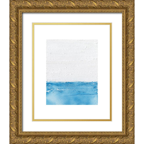 Horizon Blue I Gold Ornate Wood Framed Art Print with Double Matting by Saunders, Alonzo