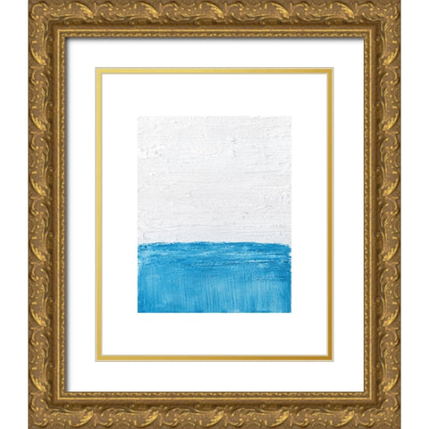 Horizon Blue II Gold Ornate Wood Framed Art Print with Double Matting by Saunders, Alonzo