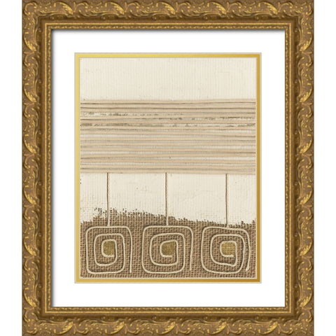Golden Tribal Sign I Gold Ornate Wood Framed Art Print with Double Matting by Saunders, Alonzo