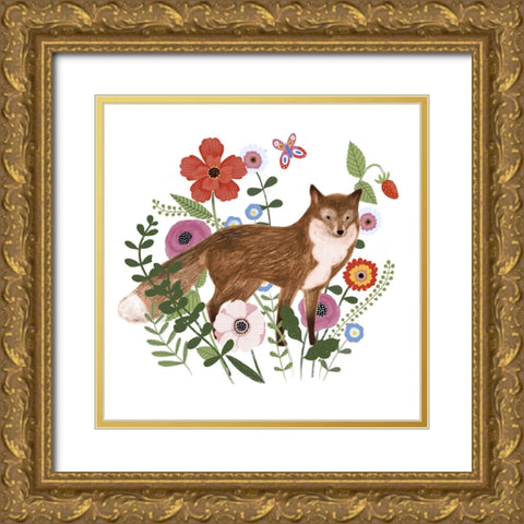 Spring Floral Critters II Gold Ornate Wood Framed Art Print with Double Matting by Barnes, Victoria