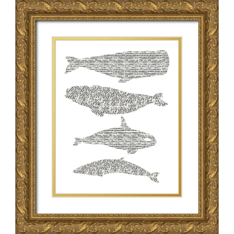 Dashed Whale Chart I Gold Ornate Wood Framed Art Print with Double Matting by Vision Studio