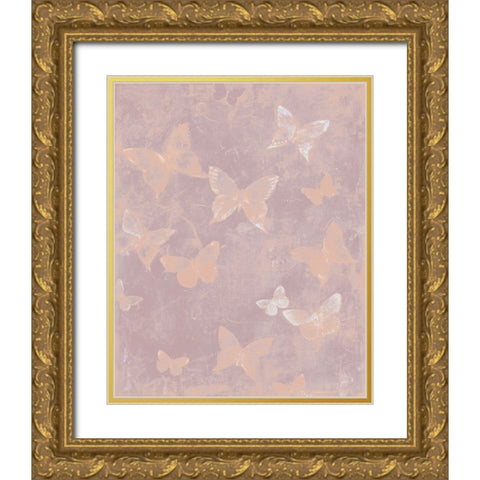 Blush Butterfly Flight I Gold Ornate Wood Framed Art Print with Double Matting by OToole, Tim