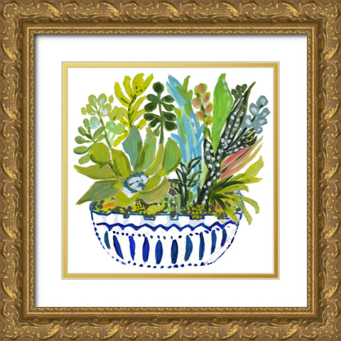 Succelents III Gold Ornate Wood Framed Art Print with Double Matting by Fields, Karen