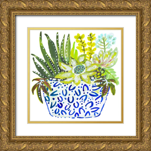 Succelents IV Gold Ornate Wood Framed Art Print with Double Matting by Fields, Karen