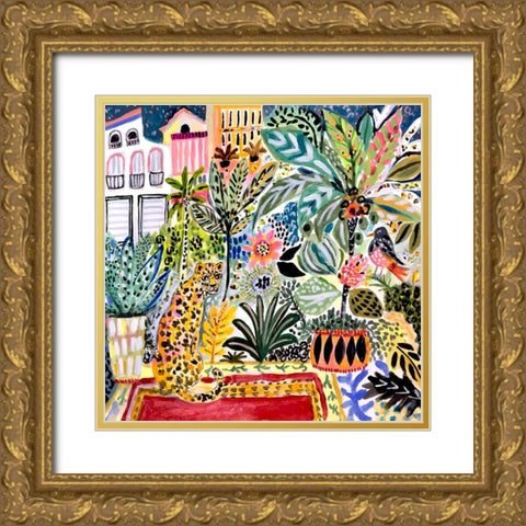 Jungle Cat Landscape I Gold Ornate Wood Framed Art Print with Double Matting by Fields, Karen