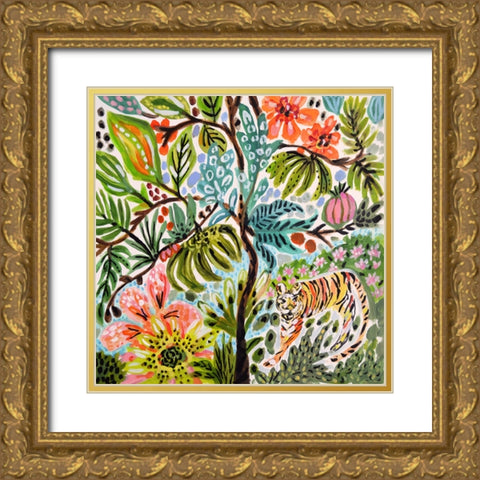 Jungle Cat Landscape II Gold Ornate Wood Framed Art Print with Double Matting by Fields, Karen
