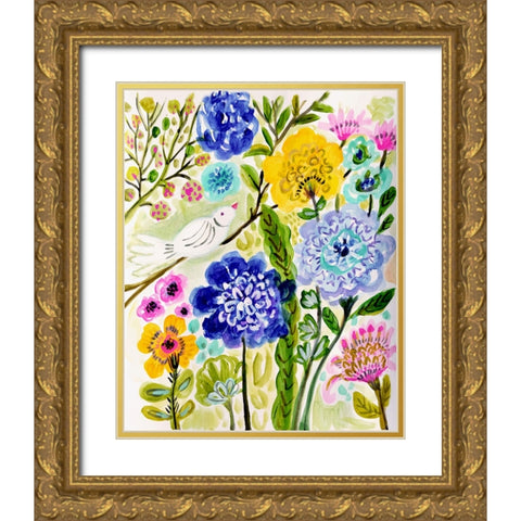 Morning Bird Gold Ornate Wood Framed Art Print with Double Matting by Fields, Karen