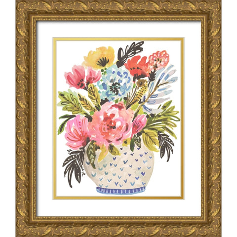 Sweet Arrangement I Gold Ornate Wood Framed Art Print with Double Matting by Fields, Karen