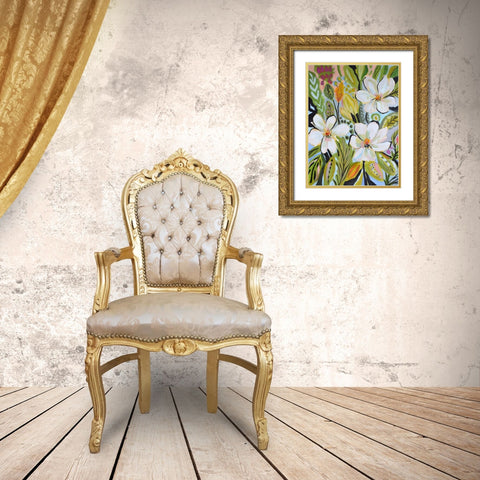 Magnolia Garden Gold Ornate Wood Framed Art Print with Double Matting by Fields, Karen
