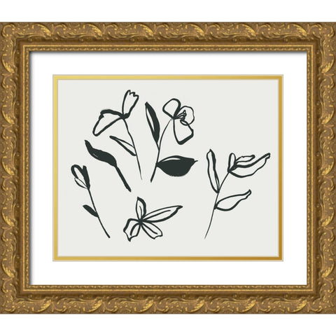 Little Flora II Gold Ornate Wood Framed Art Print with Double Matting by Wang, Melissa