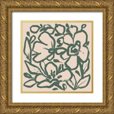 Terra Floral II Gold Ornate Wood Framed Art Print with Double Matting by Vess, June Erica