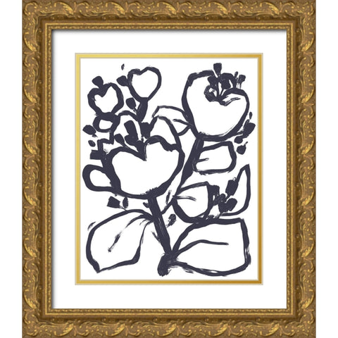 Carbon Flower I Gold Ornate Wood Framed Art Print with Double Matting by Vess, June Erica
