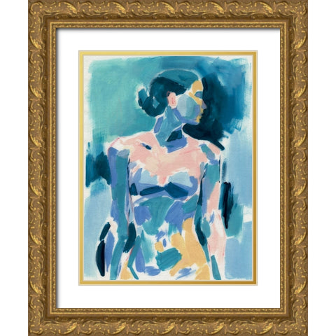 Loose Expressive Figure I Gold Ornate Wood Framed Art Print with Double Matting by Barnes, Victoria