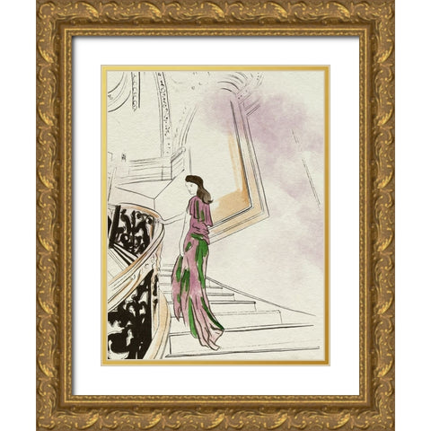 Back Glance II Gold Ornate Wood Framed Art Print with Double Matting by Wang, Melissa