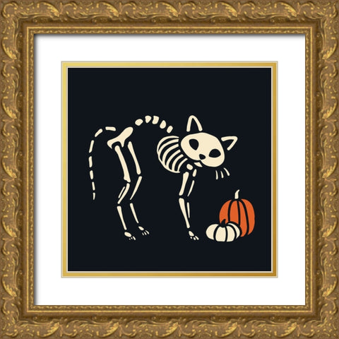 Skelepet V Gold Ornate Wood Framed Art Print with Double Matting by Barnes, Victoria