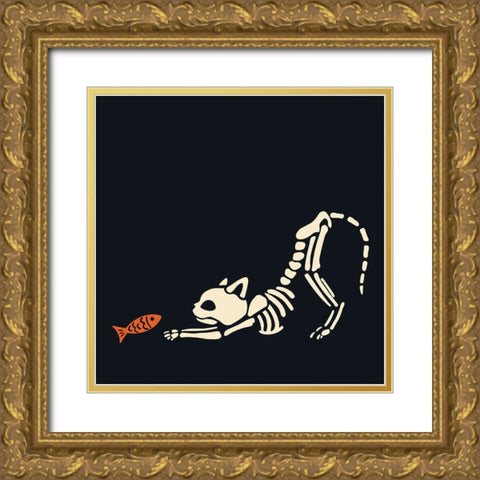 Skelepet VI Gold Ornate Wood Framed Art Print with Double Matting by Barnes, Victoria