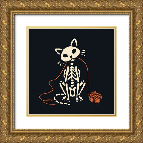 Skelepet VII Gold Ornate Wood Framed Art Print with Double Matting by Barnes, Victoria