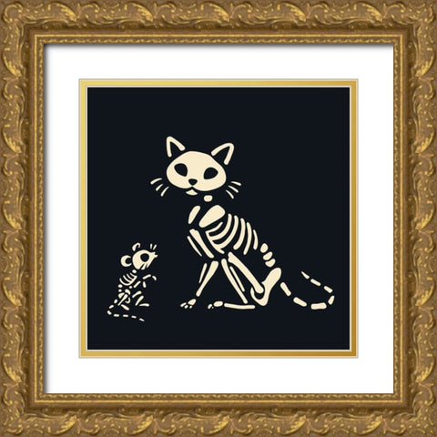 Skelepet VIII Gold Ornate Wood Framed Art Print with Double Matting by Barnes, Victoria