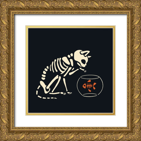 Skelepet IX Gold Ornate Wood Framed Art Print with Double Matting by Barnes, Victoria