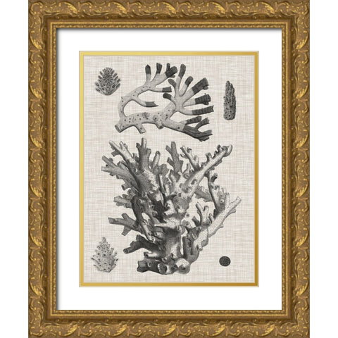Coral on Linen I Gold Ornate Wood Framed Art Print with Double Matting by Vision Studio