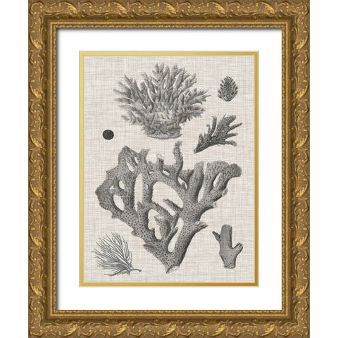 Coral on Linen II Gold Ornate Wood Framed Art Print with Double Matting by Vision Studio