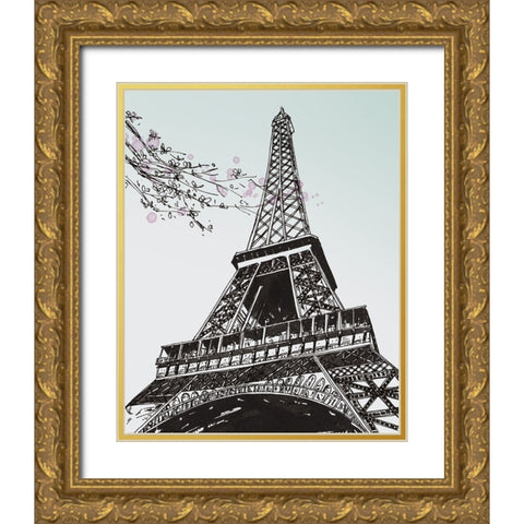 Spring in Paris II Gold Ornate Wood Framed Art Print with Double Matting by Wang, Melissa