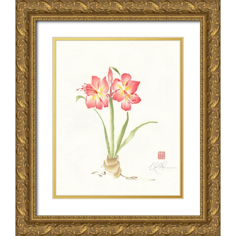 Gentle Love II Gold Ornate Wood Framed Art Print with Double Matting by Rae, Nan