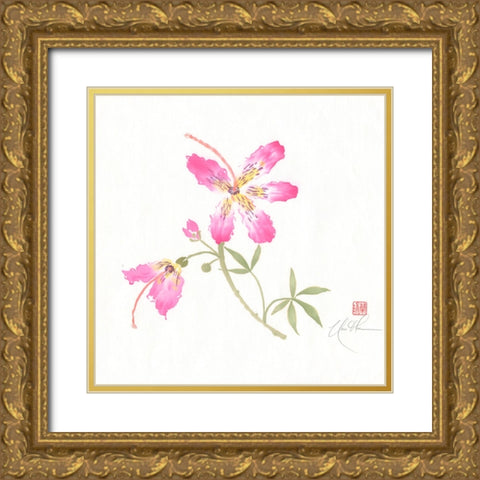 Silk I Gold Ornate Wood Framed Art Print with Double Matting by Rae, Nan