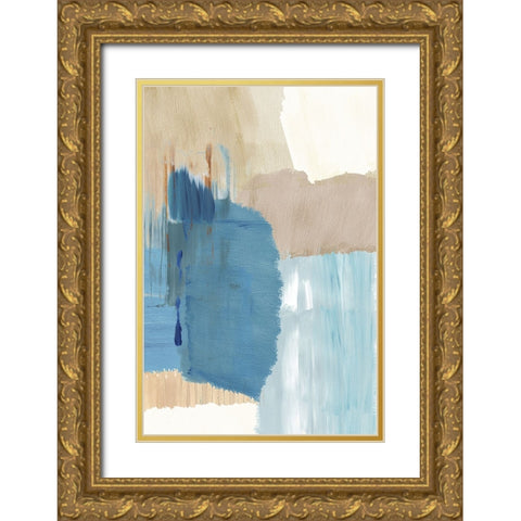 Blue Motion I Gold Ornate Wood Framed Art Print with Double Matting by Kouta, Flora
