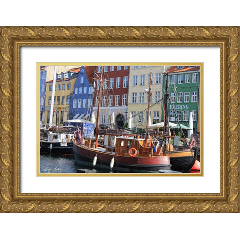 Copenhagan Nyhavn I Gold Ornate Wood Framed Art Print with Double Matting by Lind, Suzan
