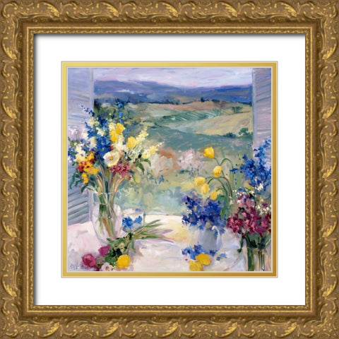 Tuscany Floral I Gold Ornate Wood Framed Art Print with Double Matting by Stevens, Allayn