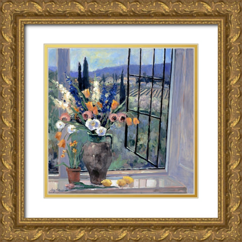 Tuscany Hillside I Gold Ornate Wood Framed Art Print with Double Matting by Stevens, Allayn