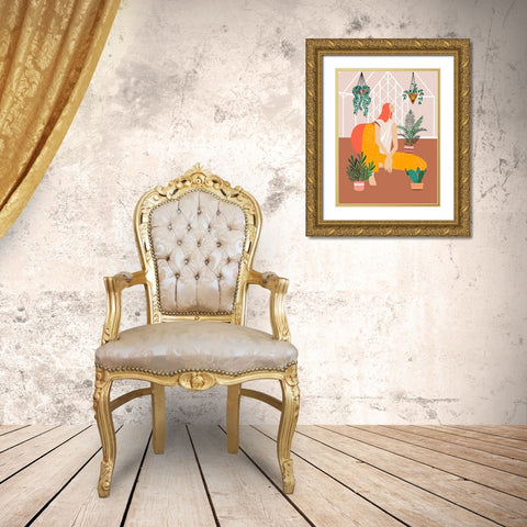 Boho Girl I Gold Ornate Wood Framed Art Print with Double Matting by Arctic Frame