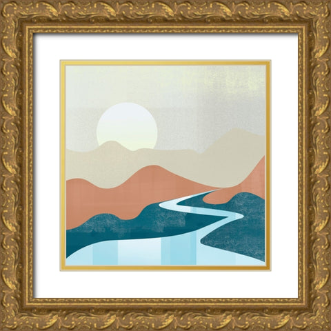 Peaceful Landscape I Gold Ornate Wood Framed Art Print with Double Matting by Arctic Frame
