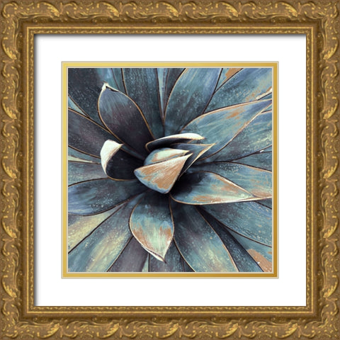 Succulent in Teal I Gold Ornate Wood Framed Art Print with Double Matting by Orlov, Irena