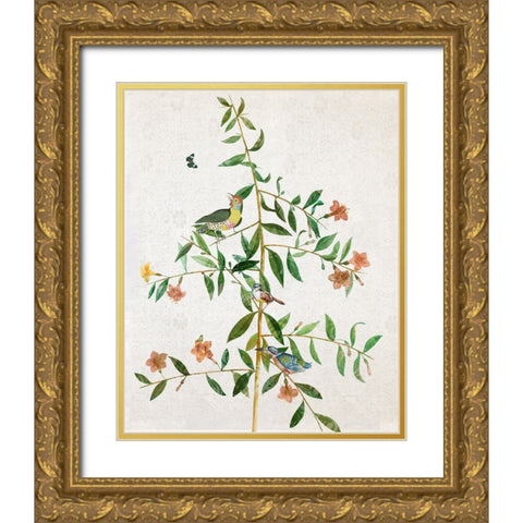 Perching Bird I Gold Ornate Wood Framed Art Print with Double Matting by Smith, Karen