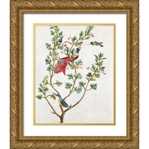 Perching Bird II Gold Ornate Wood Framed Art Print with Double Matting by Smith, Karen
