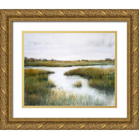 Misty Marshland  I Gold Ornate Wood Framed Art Print with Double Matting by OToole, Tim