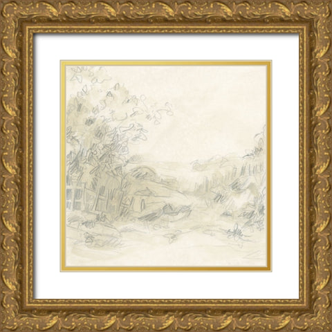 Parchment Field Study I Gold Ornate Wood Framed Art Print with Double Matting by Vess, June Erica
