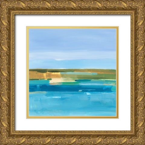 Crystal Blue Horizon I Gold Ornate Wood Framed Art Print with Double Matting by Harper, Ethan