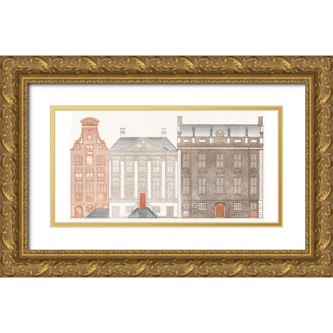 Amsterdam Canal Houses IV Gold Ornate Wood Framed Art Print with Double Matting by Teyler, Johan