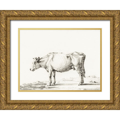 Bernard Cow Sketch II Gold Ornate Wood Framed Art Print with Double Matting by Bernard, Jean