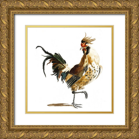 Teyler Roosters I Gold Ornate Wood Framed Art Print with Double Matting by Teyler, Johan