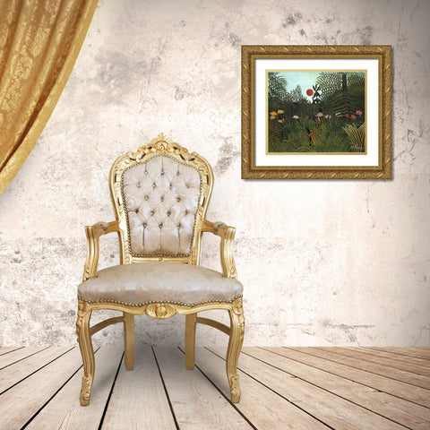 Rousseaus Jungle VI Gold Ornate Wood Framed Art Print with Double Matting by Rousseau, Henri