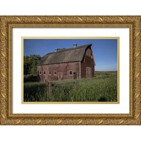 Rustic Palouse Barn II Gold Ornate Wood Framed Art Print with Double Matting by Drost, David