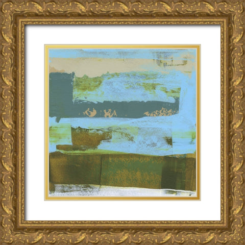 Green Abstract Fields I Gold Ornate Wood Framed Art Print with Double Matting by Gordon, Sharon