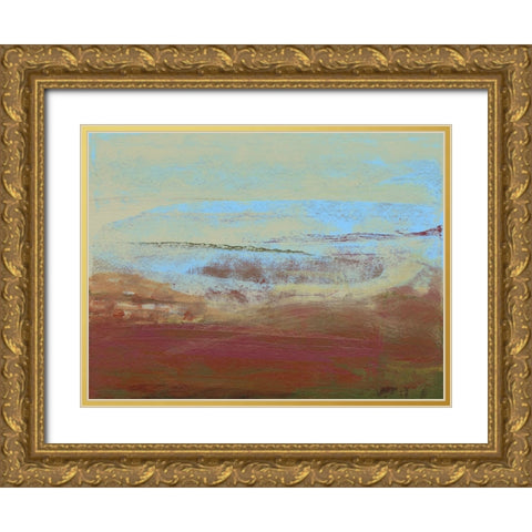 Abstract Magenta Horizon I Gold Ornate Wood Framed Art Print with Double Matting by Gordon, Sharon
