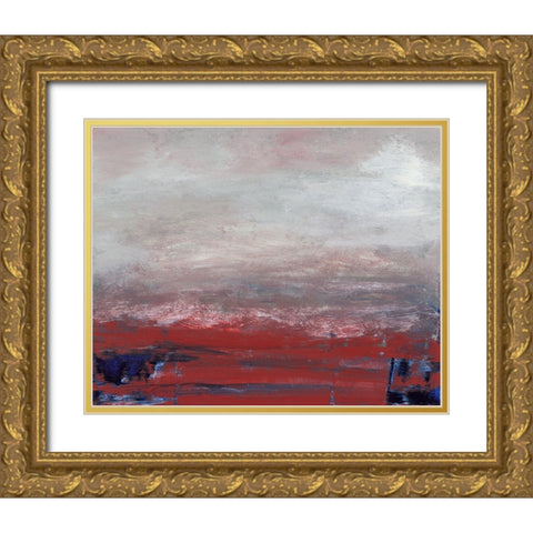 Red Glimpse Gold Ornate Wood Framed Art Print with Double Matting by Gordon, Sharon