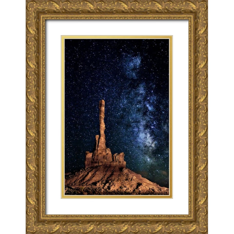 A Totem Pole Night Sky Gold Ornate Wood Framed Art Print with Double Matting by Drost, David
